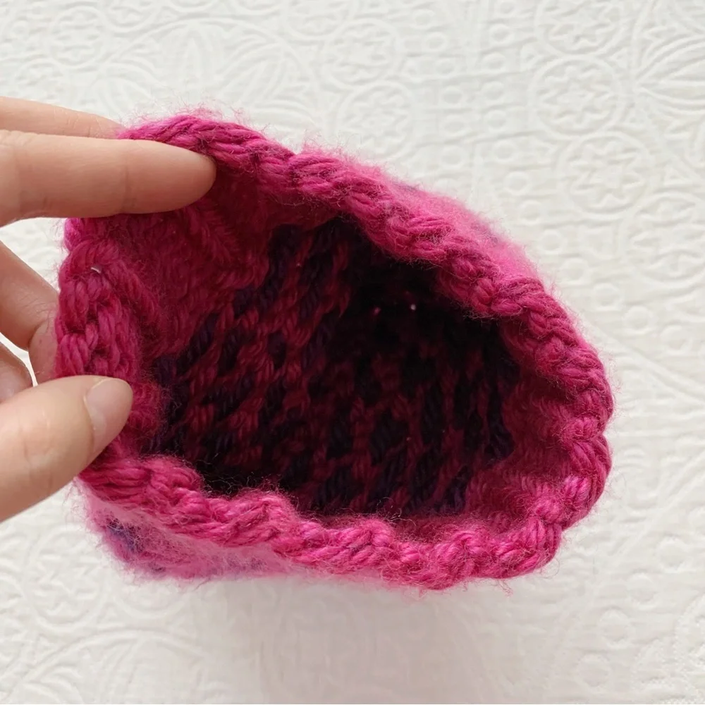 Nickichicki Girls’ Knit Pom‎ Pom Beanie, Pink / Purple Tiny Hearts (2-4 Years)